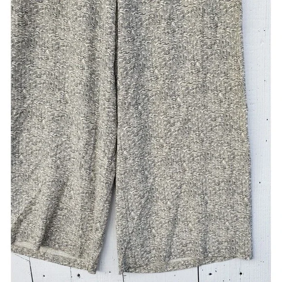 Eileen Fisher Women Creme Black Tencel Viscose Wide Leg Crop Pants Sz M